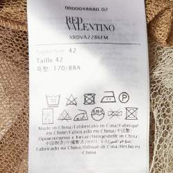 Pre Owned RED Valentino Brown Point d'esprit Tulle Tiered Mini Dress M