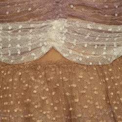 Pre Owned RED Valentino Brown Point d'esprit Tulle Tiered Mini Dress M