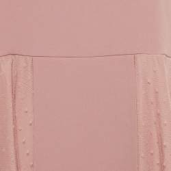 Pre Owned RED Valentino Pink Crepe Mesh Detail Mini Dress L