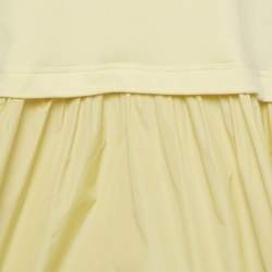 Pre Owned RED Valentino Yellow Cotton Jersey and Synthetic Asymmetric Dress XS