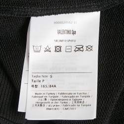 Pre Owned RED Valentino Black Cotton Knit Point D'Esprit Tulle Detail Sweatshirt S