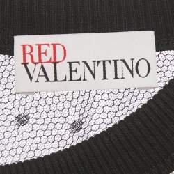 Pre Owned RED Valentino Black Cotton Knit Point D'Esprit Tulle Detail Sweatshirt S