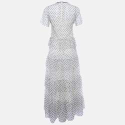 Pre Owned Red Valentino Cream Swiss Dot Tulle Layered Maxi Dress S