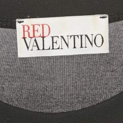 Pre Owned RED Valentino Black Jersey Flock Tulle Mini Dress S 
