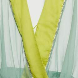 Pre Owned RED Valentino Green Sheer Embellished Trim Silk Wrap Around Top S