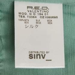 Pre Owned RED Valentino Green Sheer Embellished Trim Silk Wrap Around Top S