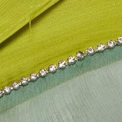 Pre Owned RED Valentino Green Sheer Embellished Trim Silk Wrap Around Top S