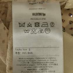 Pre Owned RED Valentino Beige Sheer Glittered Polka-Dot Silk Mini Dress S 