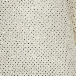 Pre Owned RED Valentino Beige Sheer Glittered Polka-Dot Silk Mini Dress S 