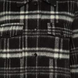 Pre Owned RED Valentino Black Plaid Checked Wool Button Front Jacket S
