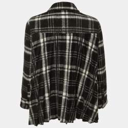 Pre Owned RED Valentino Black Plaid Checked Wool Button Front Jacket S