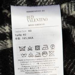 Pre Owned RED Valentino Black Plaid Checked Wool Button Front Jacket S