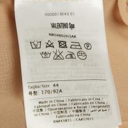 Pre Owned RED Valentino Beige Embroidered Crepe Frill Detail Sheer Top M