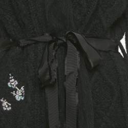 Pre Owned RED Valentino Black Floral Embroidered Knit Cardigan XS
