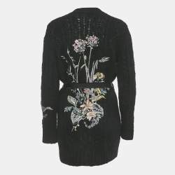 Pre Owned RED Valentino Black Floral Embroidered Knit Cardigan XS