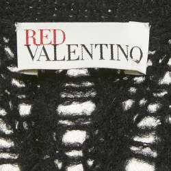 Pre Owned RED Valentino Black Floral Embroidered Knit Cardigan XS