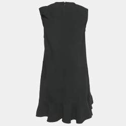 Pre Owned RED Valentino Black Crepe Frill Flounced Hem Mini Dress S 