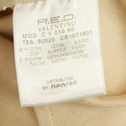 Pre Owned RED Valentino Beige Cotton Plisses Detail Sleeveless Midi Dress S