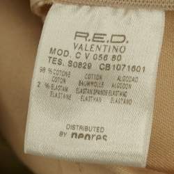 Pre Owned RED Valentino Beige Cotton Plisses Detail Sleeveless Midi Dress S