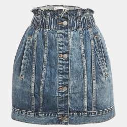 Pre Owned RED Valentino Blue Washed Frayed Denim Mini Skirt M Waist 27"