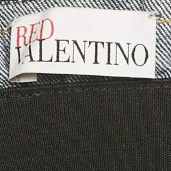 Pre Owned RED Valentino Blue Washed Frayed Denim Mini Skirt M Waist 27"