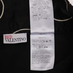 Pre Owned RED Valentino Black Printed Chiffon Midi Flared Skirt L
