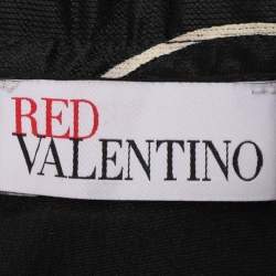 Pre Owned RED Valentino Black Printed Chiffon Midi Flared Skirt L