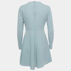 Pre Owned RED Valentino Blue Mesh Trim Crepe Mini Dress M