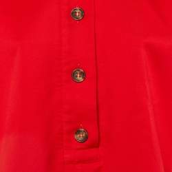 Pre Owned RED Valentino Red Cotton Button Front Top S