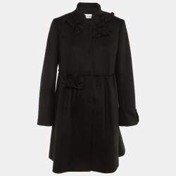 Pre Owned RED Valentino Black Wool Bow Detail Coat L
