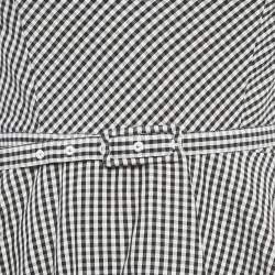 مملوكة مسبقًا فستان ميني قطني مطبوع بمربعات رمادي / أبيض ريد فالنتينو صغير