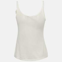 مملوكة مسبقًا RED Valentino White Cotton Knit Embellished Detail Tank Top S