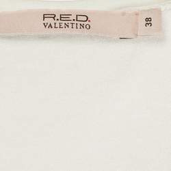 مملوكة مسبقًا RED Valentino White Cotton Knit Embellished Detail Tank Top S