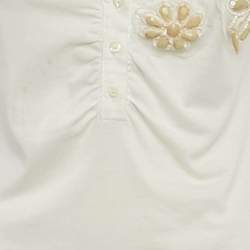 مملوكة مسبقًا RED Valentino White Cotton Knit Embellished Detail Tank Top S