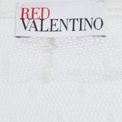 مملوكة مسبقًا RED Valentino White Mesh Neck Tie Detail Top S