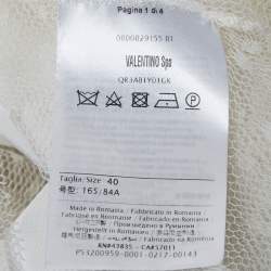 مملوكة مسبقًا RED Valentino White Mesh Neck Tie Detail Top S