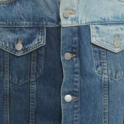 Pre Owned RED Valentino Blue Frayed Patchwork Denim Midi Skirt S/Waist 24"