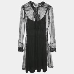Pre Owned RED Valentino Black Tulle & Lace Mini Dress XS
