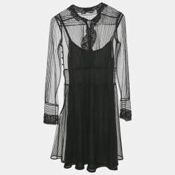 مملوكة مسبقًا فستان ريد فالنتينو ميني من تول ودانتيل أسود مقاس إكس سمول - صغير جدًا