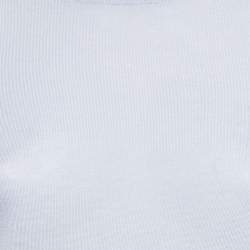 مملوكة مسبقًا كنزة رد فالنتينو تريكو كشمير زرقاء بحواف تول مقاس متوسط