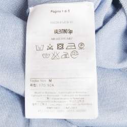 مملوكة مسبقًا كنزة رد فالنتينو تريكو كشمير زرقاء بحواف تول مقاس متوسط