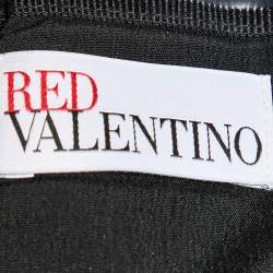 Pre Owned فستان ريد فالنتينو مشدود بدون حمالات من المخمل والتفتا الأسود مقاس كبير