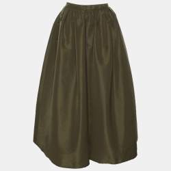 Pre Owned RED Valentino Olive Green Nylon Long Skirt S