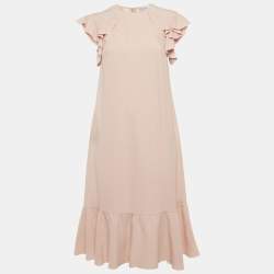 Pre Owned RED Valentino Light Pink Crepe Ruffle Mini Dress S