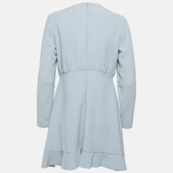 Pre Owned RED Valentino Blue Crepe Ruffled Midi Dress M