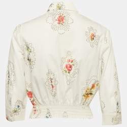 Pre Owned RED Valentino White Floral Print Cotton Button Down Shirt S