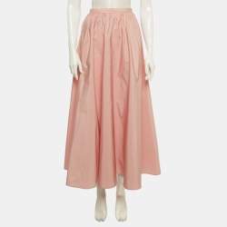 Pre Owned تنورة ماكسي ريد فالنتينو كريب وردي مجمعة صغير جداً