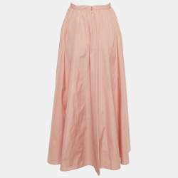 Pre Owned تنورة ماكسي ريد فالنتينو كريب وردي مجمعة صغير جداً