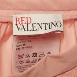 Pre Owned تنورة ماكسي ريد فالنتينو كريب وردي مجمعة صغير جداً