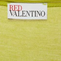 Pre Owned RED Valentino Green Cotton Knit Sleeve Tie Detail T-Shirt S